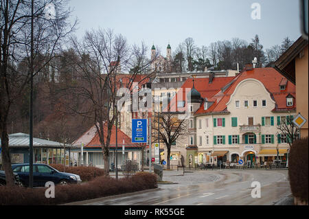 Bad Toelz, Germania - 10 Marzo 2018: vista sulla città vecchia di Bad Toelz in Bavaria Foto Stock