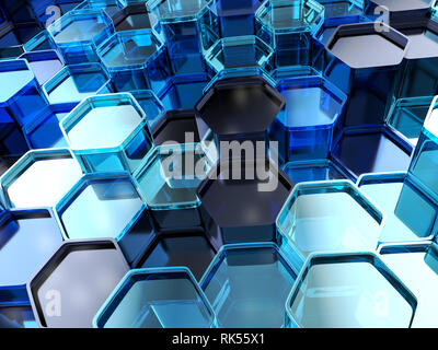 Abstract sfondo formato da esagoni blu. 3D'illustrazione. Foto Stock