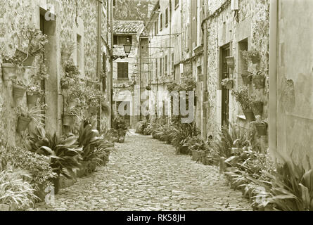 Mallorca - il vecchio navate del villaggio di Valldemossa. Foto Stock