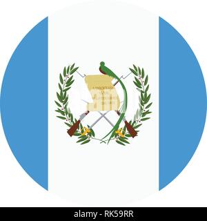Vettore di bandiera rotonda Guatemala. Bandiera nazionale Repubblica del Guatemala Illustrazione Vettoriale