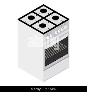 Illustrazione Vettoriale moderna isometrica elettrico o fornelli a gas. Apparecchio di cucina Illustrazione Vettoriale