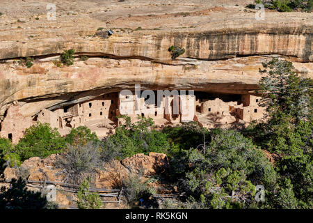 Spruce Tree House, cliff dwellings in Mesa-Verde-Parco Nazionale, sito patrimonio mondiale dell'UNESCO, Colorado, Stati Uniti d'America, America del Nord Foto Stock