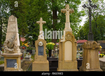 Nowa Huta, Polonia - 9 luglio 2018. La storica Cmentarz Mogilski cimitero di Nowa Huta, Cracovia Foto Stock