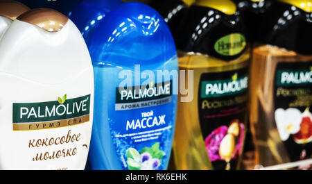 Kiev, Ucraina. Il 9 febbraio, 2019. Latte di cocco Gel doccia Palmolive Spa Gourmet visto nel credito del negozio: Igor Golovniov SOPA/images/ZUMA filo/Alamy Live News Foto Stock