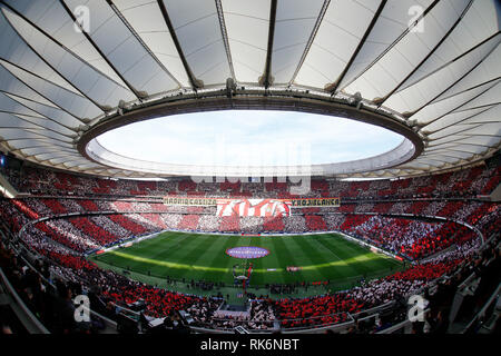 Madrid, Spagna. 9 Feb 2019. Una vista di Wanda Metropolitano Stadium davanti allo spagnolo La Liga match tra Atletico Madrid e Real Madrid a Wanda Metropolitano Stadium in Madrid, Spagna ( punteggio finale Atletico Madrid 1:3 Real Madrid ) Credito: SOPA Immagini limitata/Alamy Live News Foto Stock