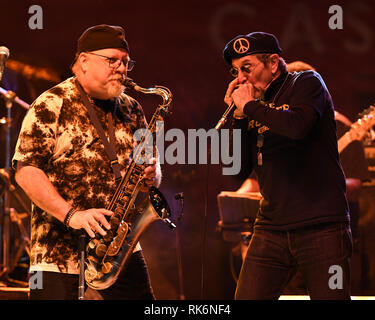 Florida, Stati Uniti d'America. 9 Feb 2019. Leroy "Lonnie' Giordania di guerra esegue al Magic City Casino il 9 febbraio 2019 a Miami in Florida. MPI credito04/MediaPunch Credito: MediaPunch Inc/Alamy Live News Foto Stock