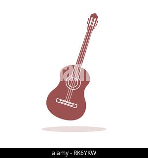 Illustrazione Vettoriale con la chitarra. La chitarra acustica. Strumento musicale a corda. Illustrazione Vettoriale