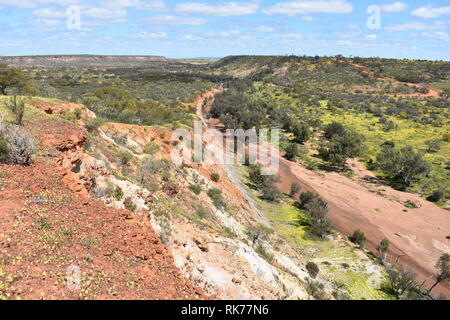 Vista dal Belvedere di Irwin su un secco fiume Irwin Foto Stock