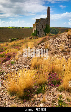 Motore Tywarnhalye vicino casa Porthtowan in Cornovaglia. Foto Stock