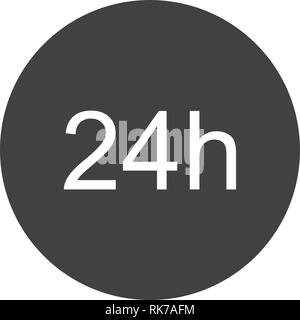 24 h o 24 ore icona vettore semplice piatto Illustrazione Vettoriale