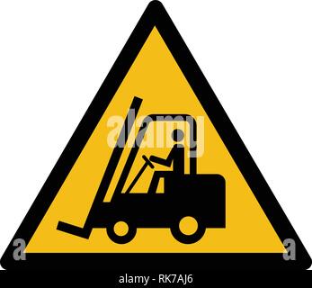 Giallo di avvertimento segno - carrelli elevatori etichetta vettoriale, adesivo Illustrazione Vettoriale