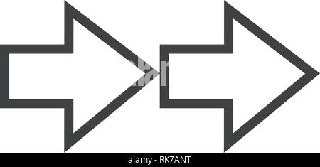 Piatto semplice icona vettore due frecce di direzione destra. Illustrazione Vettoriale