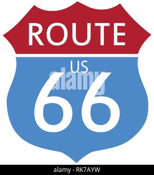 Strada segno sulla storica Route 66. Percorso sessanta sei cartello stradale Illustrazione Vettoriale