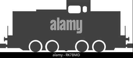 Vettore semplice icona piatto treno silhouette grigio. Trasporto, segno di trasporto, simbolo Illustrazione Vettoriale