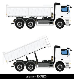 White camion Hi-dettagliata del modello di vettore per Mock up. Realistico il servizio di consegna veicolo isolato su sfondo per il design della pubblicità Illustrazione Vettoriale