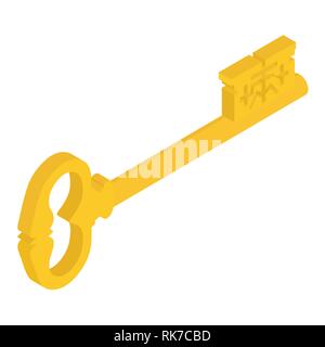 Chiave di antichi isolati su sfondo bianco. Vettore 3d illustrazione isometrica. Illustrazione Vettoriale