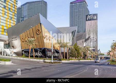 LAS VEGAS, NEVADA, Stati Uniti d'America - 1 gennaio 2018: vista esterna di Gucci sul Las Vegas Strip in Paradise, Nevada Nevada, Stati Uniti il 1 gennaio Foto Stock