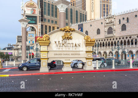 Venetian Resort Hotel Casino in 2018, Veneziano è un cinque-diamond resort di lusso e casino resort si trova nella Strip di Las Vegas in paradiso, Nevada, Foto Stock