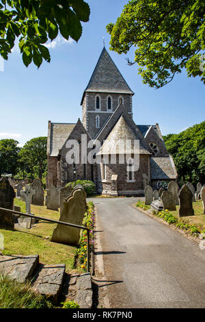 La Chiesa Parrocchiale di Sant'Anna su Victoria Street Alderney, Isole del Canale. Foto Stock
