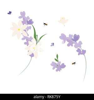 Festosa composizione floreale su sfondo bianco. Illustrazione Vettoriale Illustrazione Vettoriale