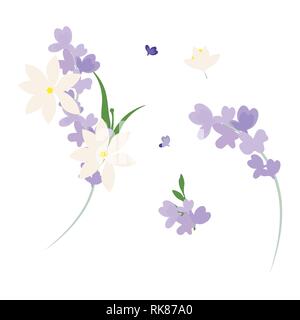 Festosa composizione floreale su sfondo bianco. Illustrazione Vettoriale Illustrazione Vettoriale