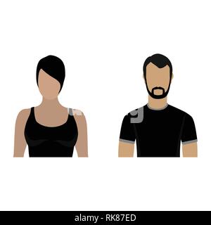 Illustrazione Vettoriale donna e uomo avatar icona profilo nello sport vestiti. Illustrazione Vettoriale