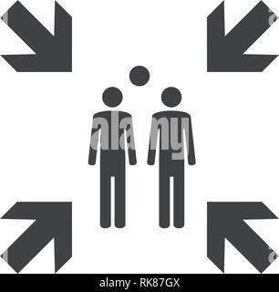 Icona vettore gruppo evacuazione punto segno, simbolo isolato. Illustrazione Vettoriale