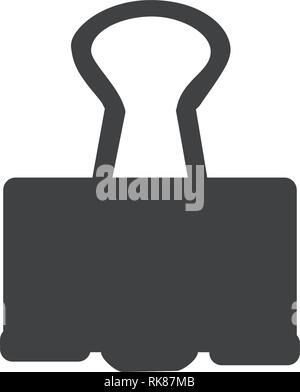 Semplice piatto binder clip icona vettore. Forniture per ufficio Articoli di cancelleria attrezzo Illustrazione Vettoriale