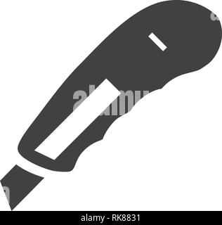 Illustrazione Vettoriale di cancelleria icona coltello. Carta icona temperino. Il rasoio Illustrazione Vettoriale