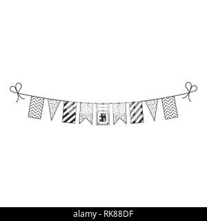 Decorazioni bunting flags per lo Sri Lanka giornata nazionale vacanze in sagoma nera design piatto. Giorno di indipendenza o giornata nazionale il concetto di vacanza. Illustrazione Vettoriale