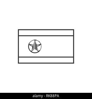 La Corea del Nord icona bandiera in sagoma nera design piatto. Giorno di indipendenza o giornata nazionale il concetto di vacanza. Illustrazione Vettoriale