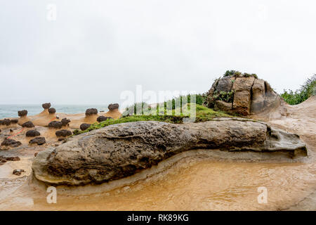 Coscia di roccia sagomata a Yehliu geoparco in Taiwan. Foto Stock