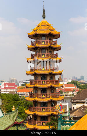 Che mento Khor styple cinese il tempio e la Pagoda a Bangkok, in Thailandia Foto Stock