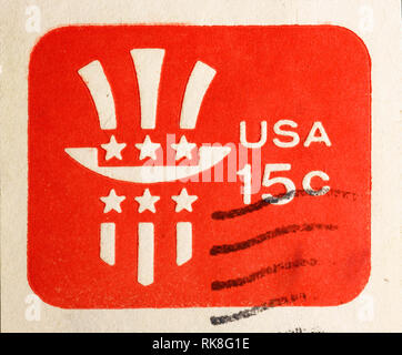 Hat dello zio Sam su american francobollo Foto Stock