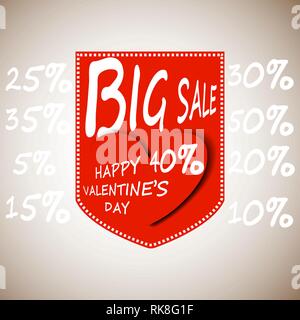 Il giorno di San Valentino grande vendita sfondo, modello di poster. Rosso sfondo astratto con cuori ornamenti. Febbraio 14.illustrazione vettoriale Illustrazione Vettoriale