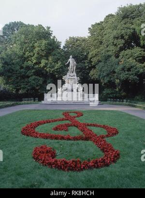 ESTATUA DE MOZART en los jardines 'BURGGARTEN' - 1896. Autore: TILGNER VIKTOR. Posizione: PALACIO IMPERIAL NUEVO / Hofburg. AUSTRIA. Foto Stock