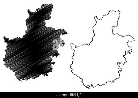 Hai Duong provincia (Repubblica socialista del Vietnam, suddivisioni del Vietnam) mappa illustrazione vettoriale, scribble schizzo Tinh Hai Duong mappa Illustrazione Vettoriale