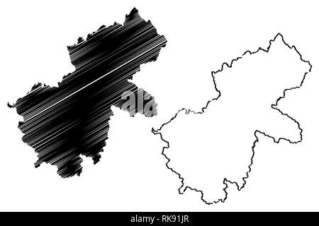 Ha Giang provincia (Repubblica socialista del Vietnam, suddivisioni del Vietnam) mappa illustrazione vettoriale, scribble schizzo Tinh Ha Giang mappa Illustrazione Vettoriale