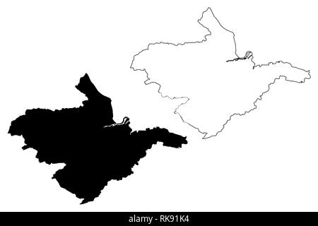 Falkirk Consiglio (Regno Unito, Scozia, del governo locale in Scozia) mappa illustrazione vettoriale, scribble schizzo Falkirk mappa Illustrazione Vettoriale