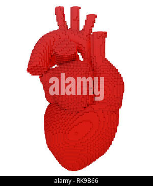 Stampati in 3D cuore isolato Foto Stock