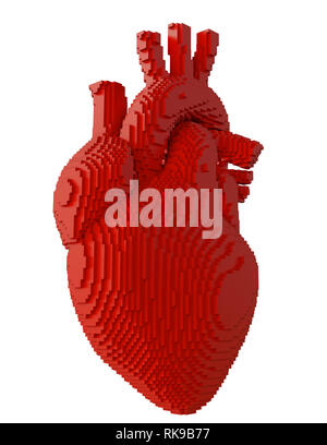 Stampati in 3D cuore isolato Foto Stock