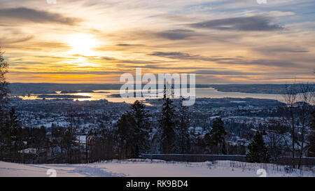 Foto aerea del fiordo di Oslo, Norvegia Foto Stock