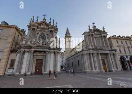 Vista sulle chiese la Chiesa di San Carlo Borromeo e Santa Cristina visto dalla Piazza S. Carlo Foto Stock