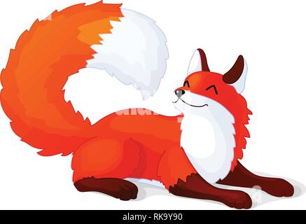 Vector cartoon clipart animale: giacente red fox Illustrazione Vettoriale