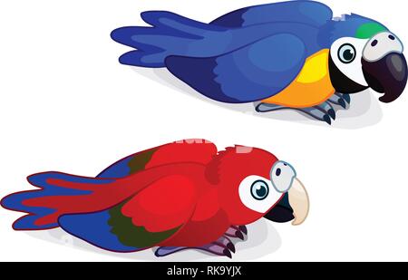 Vector cartoon clipart animale: ara, pappagalli macaw Illustrazione Vettoriale