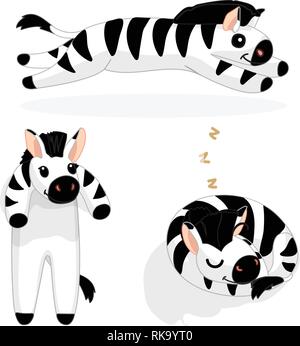 Vector cartoon clipart animale: funny zebre Illustrazione Vettoriale