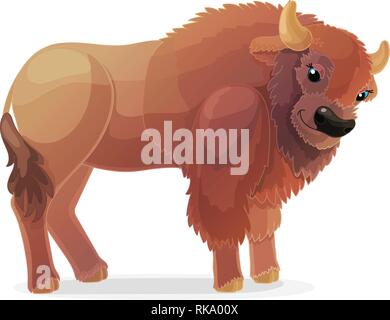 Vector cartoon clipart animale: bison, Buffalo Illustrazione Vettoriale