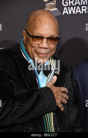 In California, Stati Uniti d'America. . Il 9 febbraio, 2019. 09 Febbraio 2019 - Beverly Hills, la California - Quincy Jones. La Recording Academy e Clive Davis' 2019 Pre-GRAMMY gala tenutosi presso il Beverly Hilton Hotel. Photo credit: Birdie Thompson/AdMedia Credito: Birdie Thompson/AdMedia/ZUMA filo/Alamy Live News Foto Stock