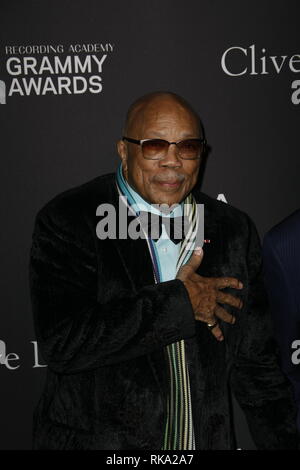 In California, Stati Uniti d'America. 9 Feb 2019. Quincy Jones a Clive Davis Pre-Grammy Gala e salutare per le icone del settore tenutasi presso il Beverly Hilton il 9 febbraio 2019 a Beverly Hills, la California. Foto: imageSPACE Credito: Imagespace/Alamy Live News Foto Stock