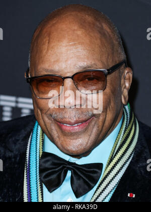 In California, Stati Uniti d'America. 9 Feb 2019. Quincy Jones arriva a La Recording Academy e Clive Davis' 2019 Pre-GRAMMY gala tenutosi presso il Beverly Hilton Hotel il 9 febbraio 2019 a Beverly Hills Los Angeles, California, Stati Uniti. (Foto di Xavier COLLIN/Image Press Agency) Credito: Image Press Agency/Alamy Live News Foto Stock